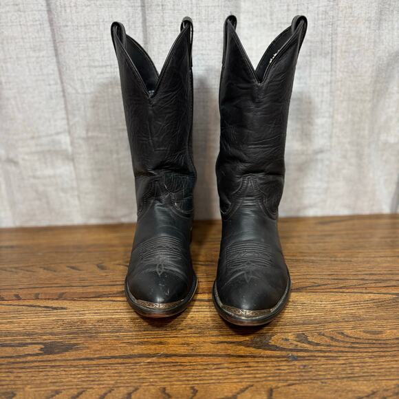 Vintage Laredo 56672 Men’s 9D Black Leather Cowboy Boots USA Made Western - Picture 3 of 8